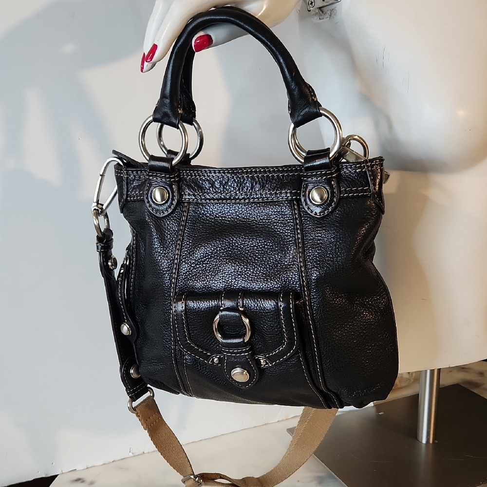 B Makowsky Black Leather Crossbody Bag Small
